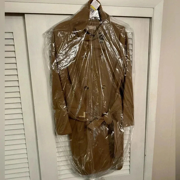 NWT $299 Michael Kors Designer Women’s Dark Camel Trench Coat Jacket Medium - Picture 3 of 15